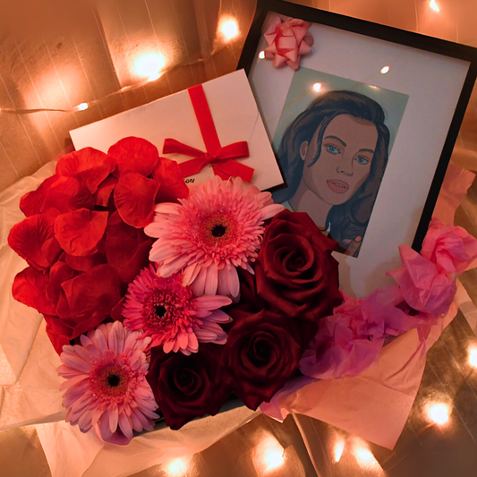 Krabička lásky – Srdce z květin + dárek